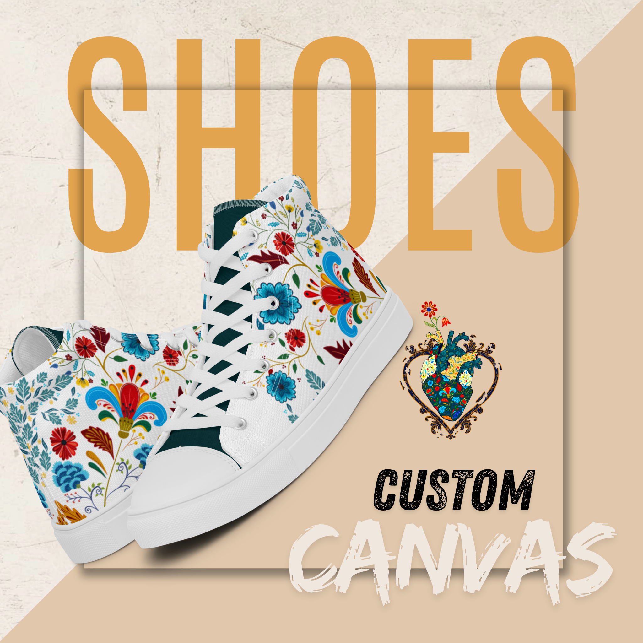Men's High Top Canvas Shoes | Ink & Fable Apparel | Cracks Beneath Beauty