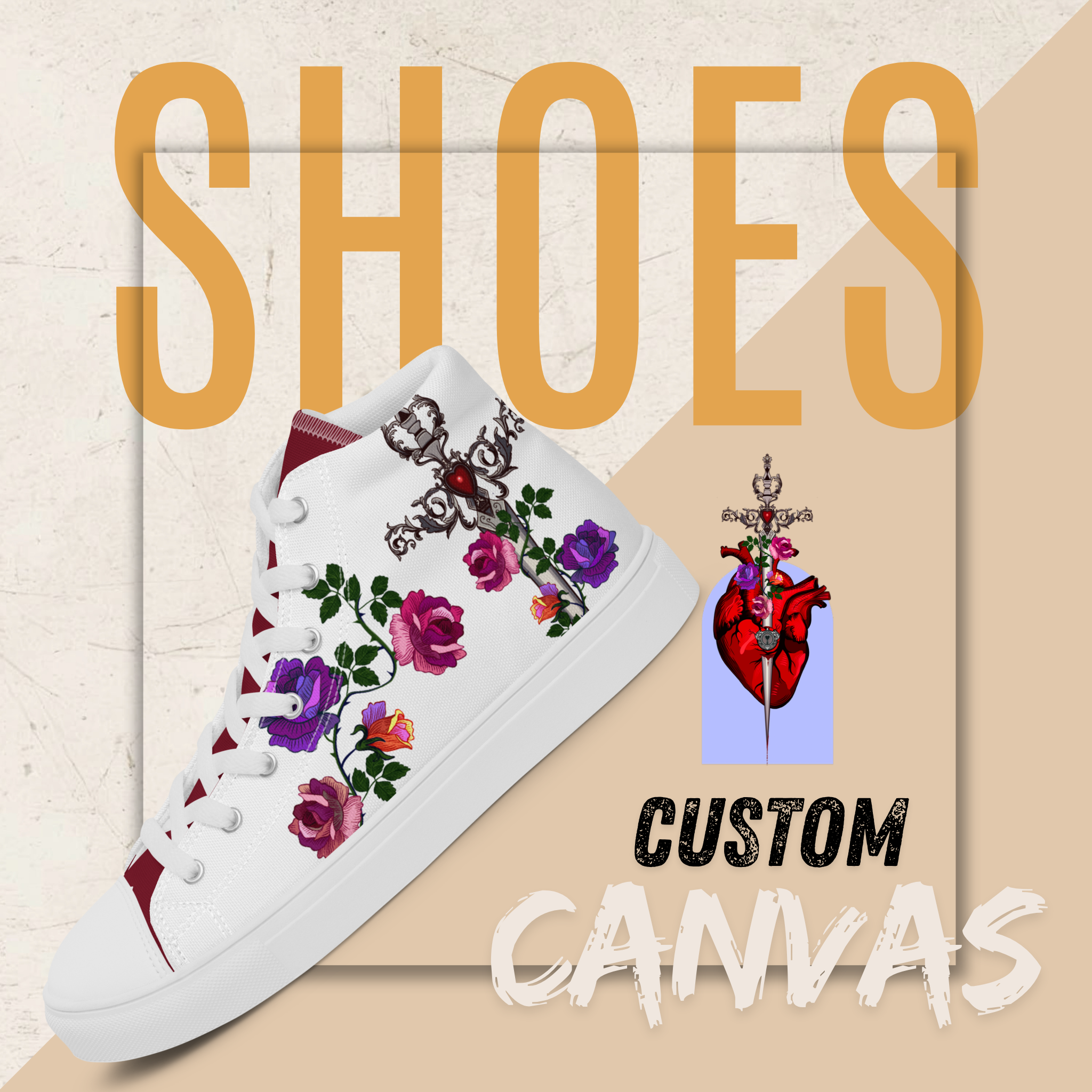 Women's High Top Canvas Shoes | Ink & Fable Apparel | Locked Dagger