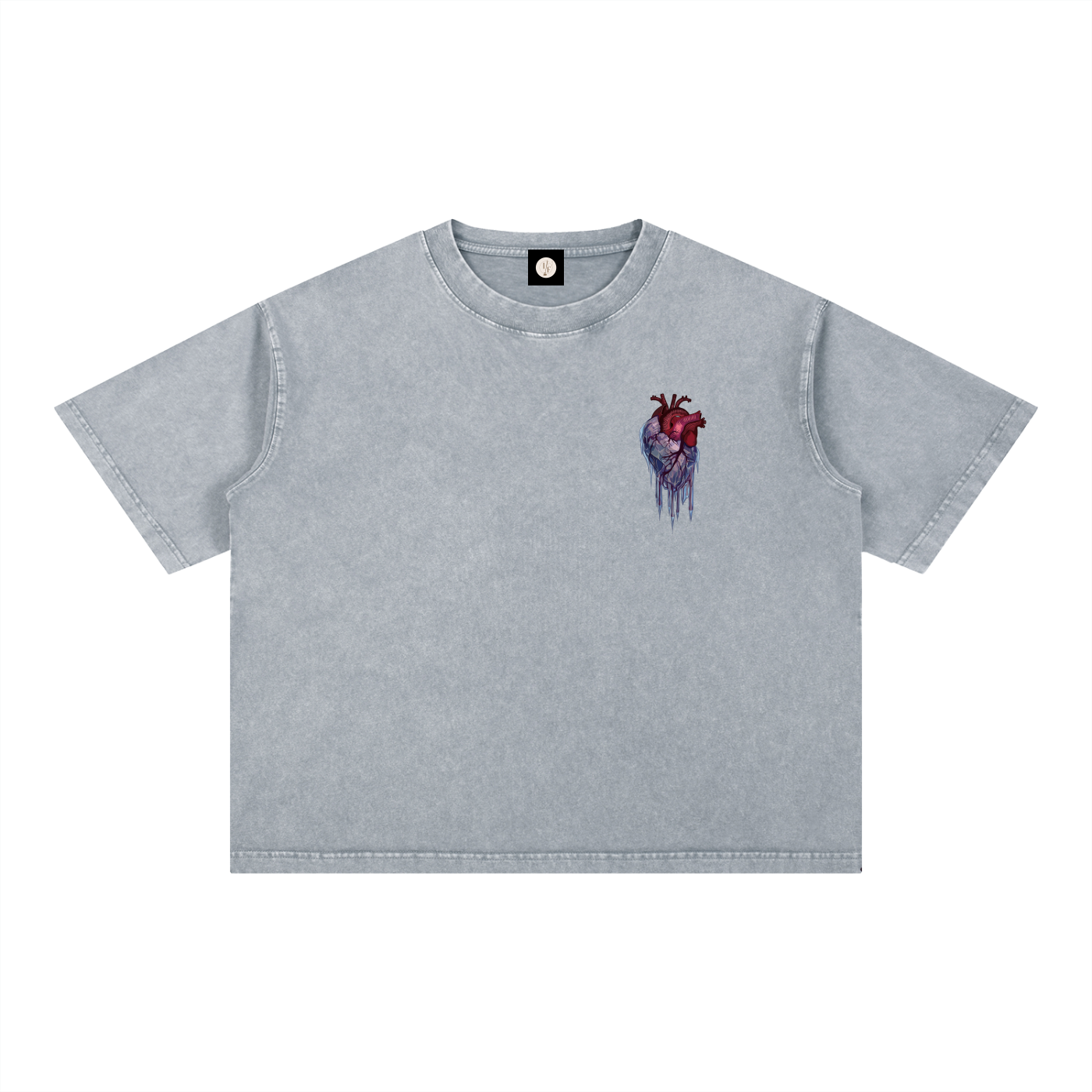 Frozen Heart Mineral Wash Boxy Cotton T-Shirt