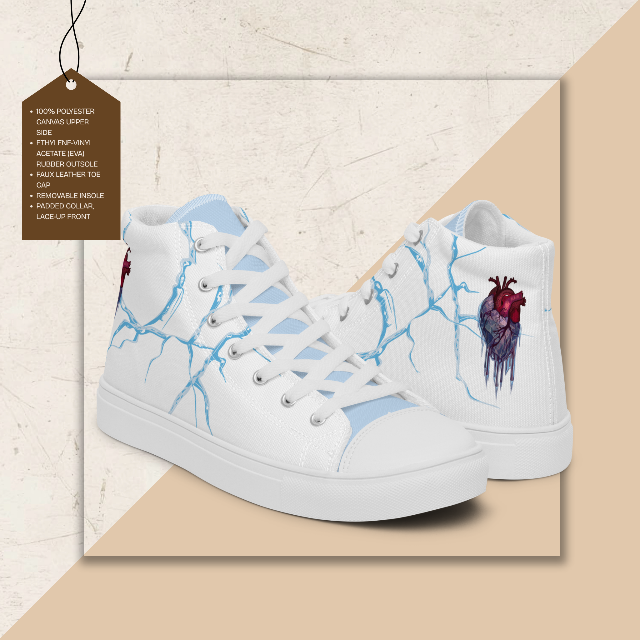 Women's High Top Canvas Shoes | Ink & Fable Apparel | Frozen Heart