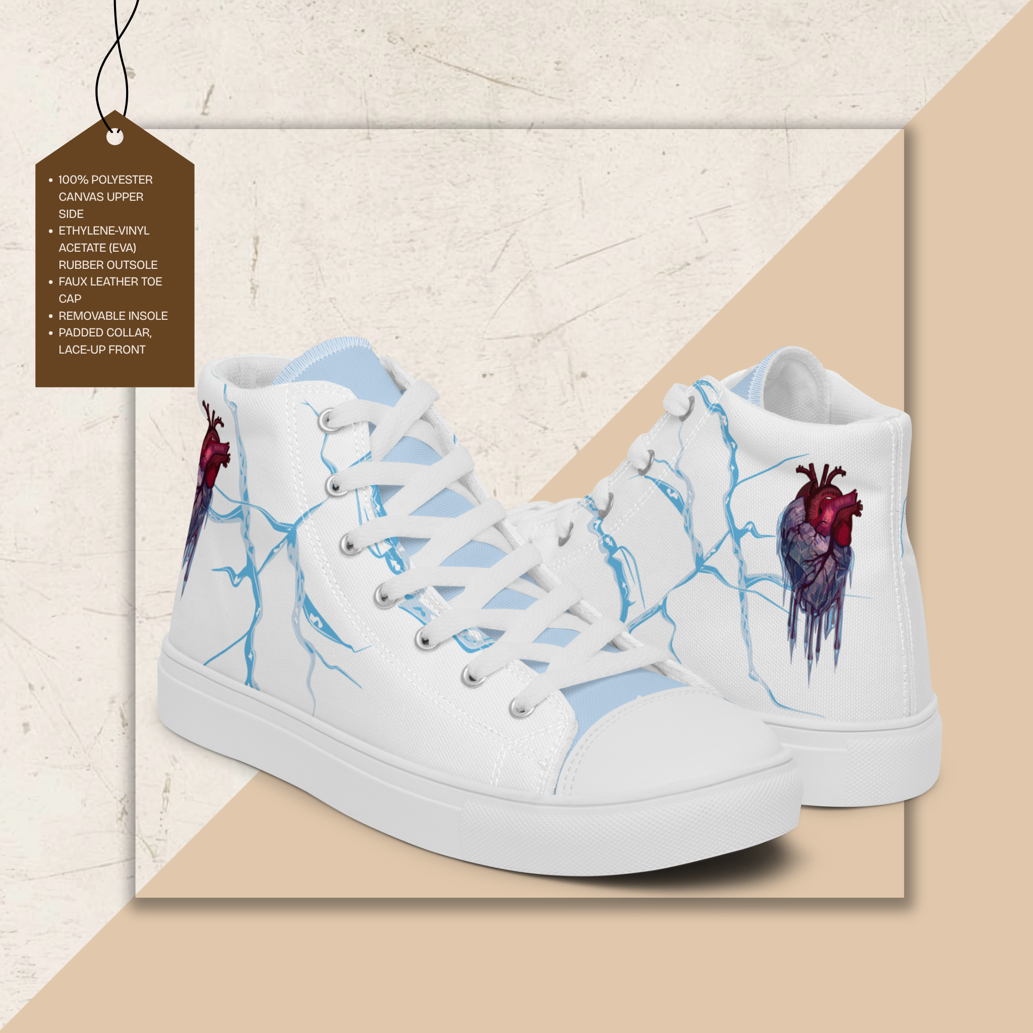 Men's High Top Canvas Shoes | Ink & Fable Apparel | Frozen Heart