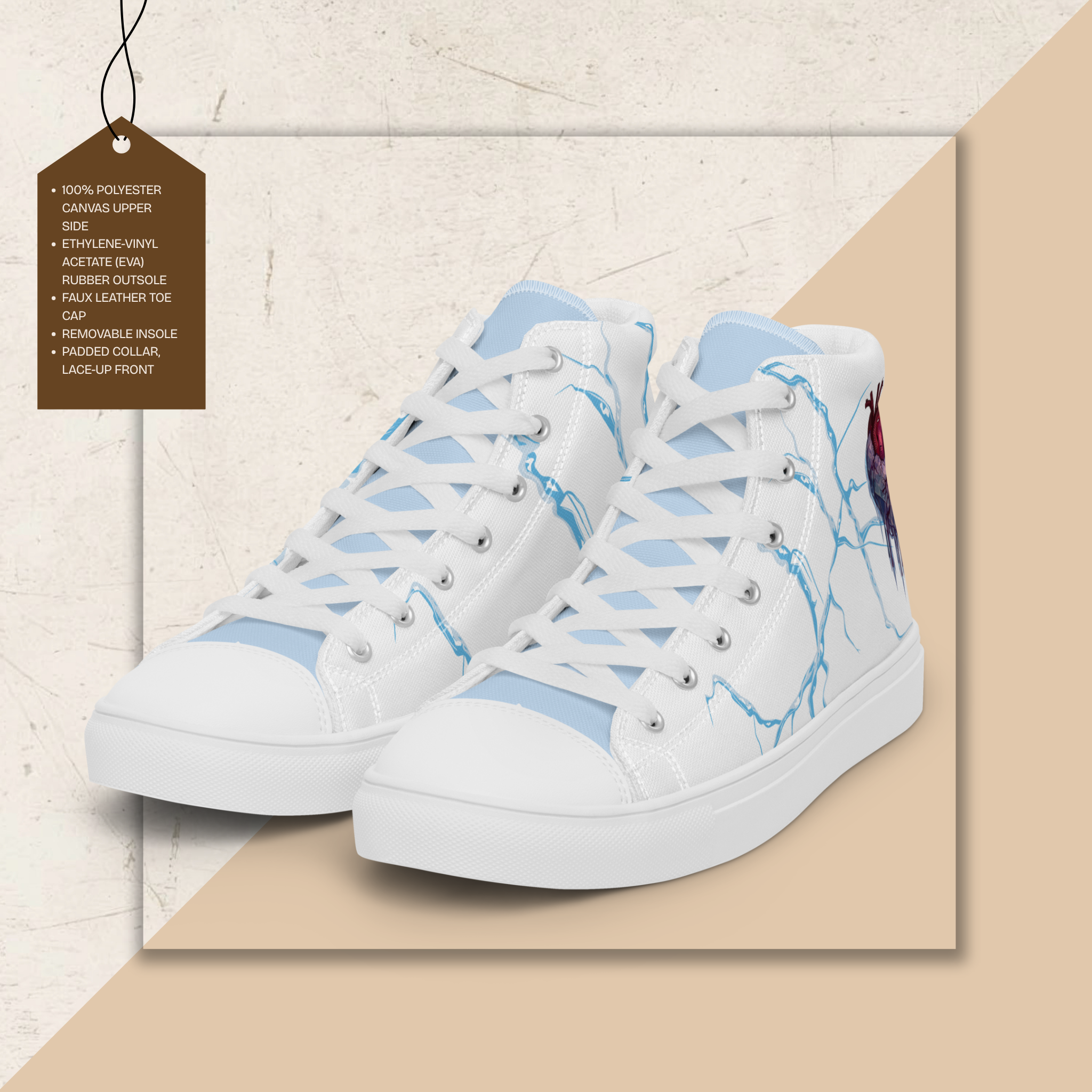 Men's High Top Canvas Shoes | Ink & Fable Apparel | Frozen Heart