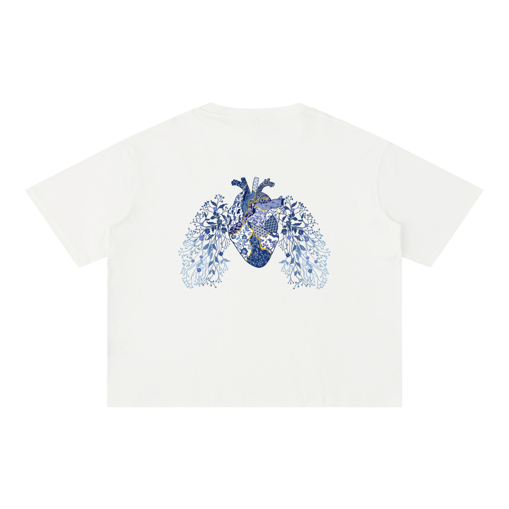 Kintsugi Heart Mineral Wash Boxy Cotton T-Shirt