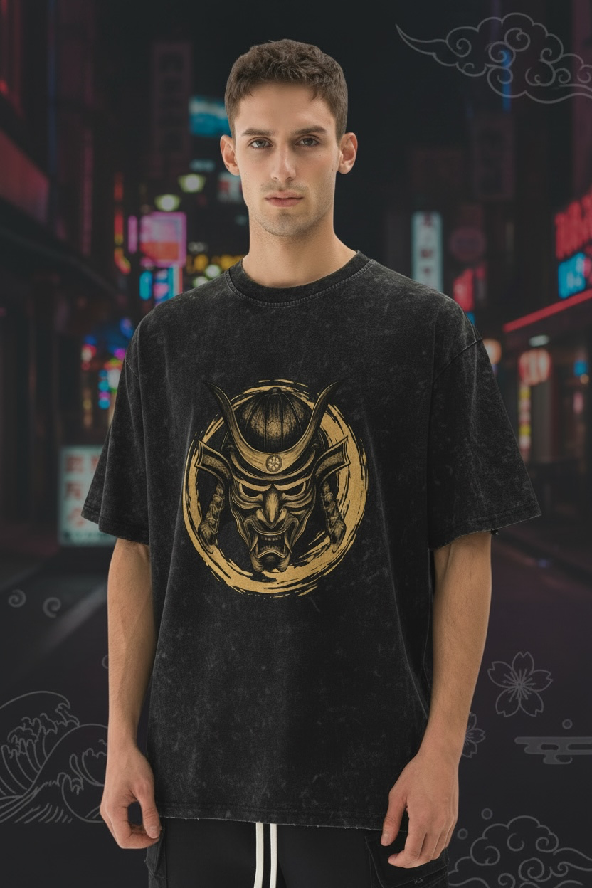 Oni Mask Unisex T-Shirt | Gold Metallic Print