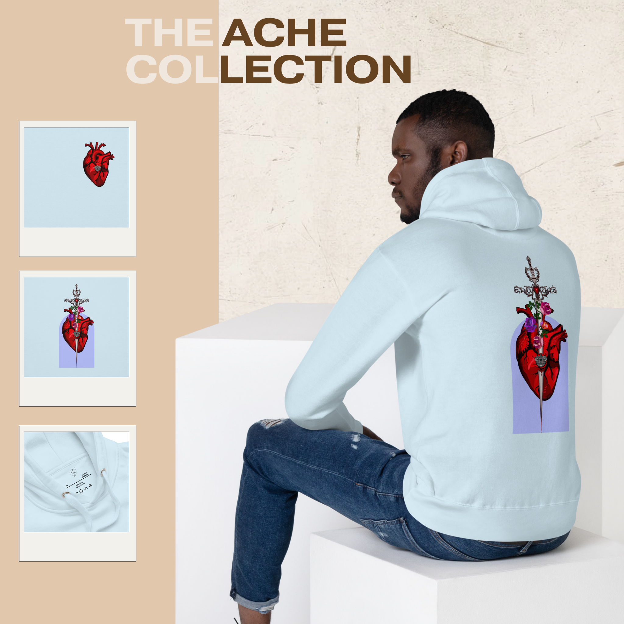 Ink & Fable Locked Dagger graphic hoodie with front pouch pocket and 3-panel hood
