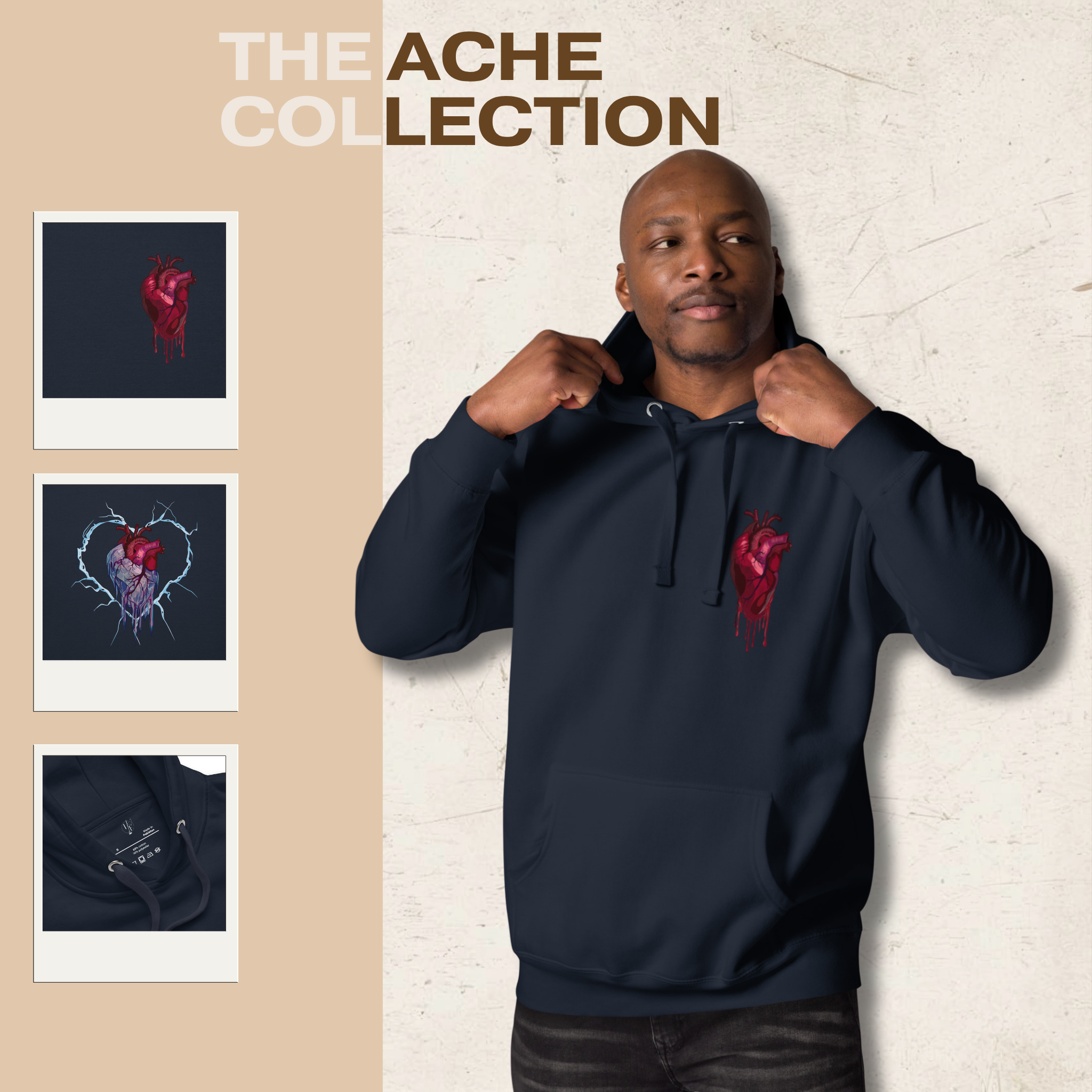 Frozen Heart graphic hoodie with ice heart design and front pouch pocket by Ink & Fable Apparel