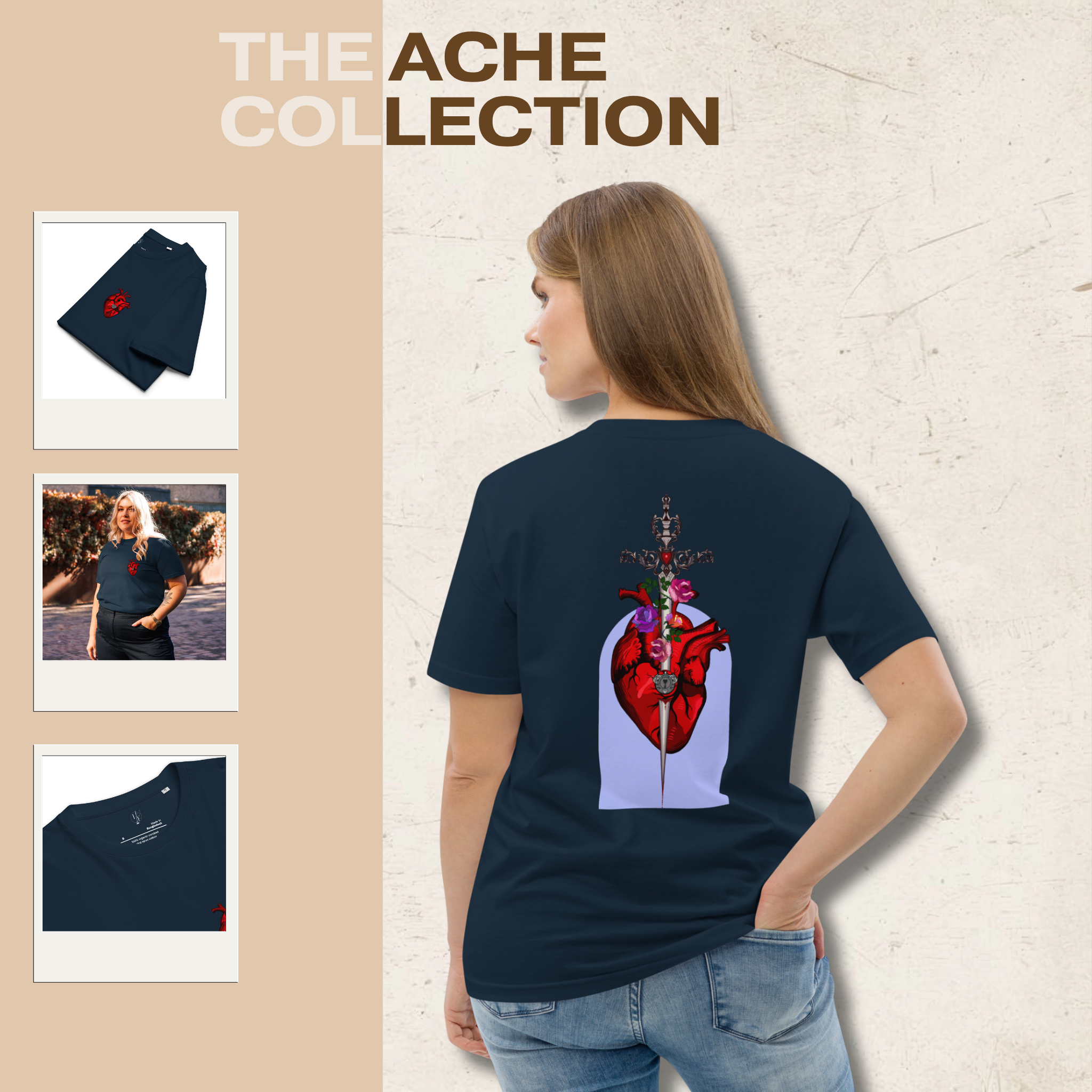 Unisex graphic t-shirt featuring locked dagger design on organic cotton by Ink & Fable Apparel