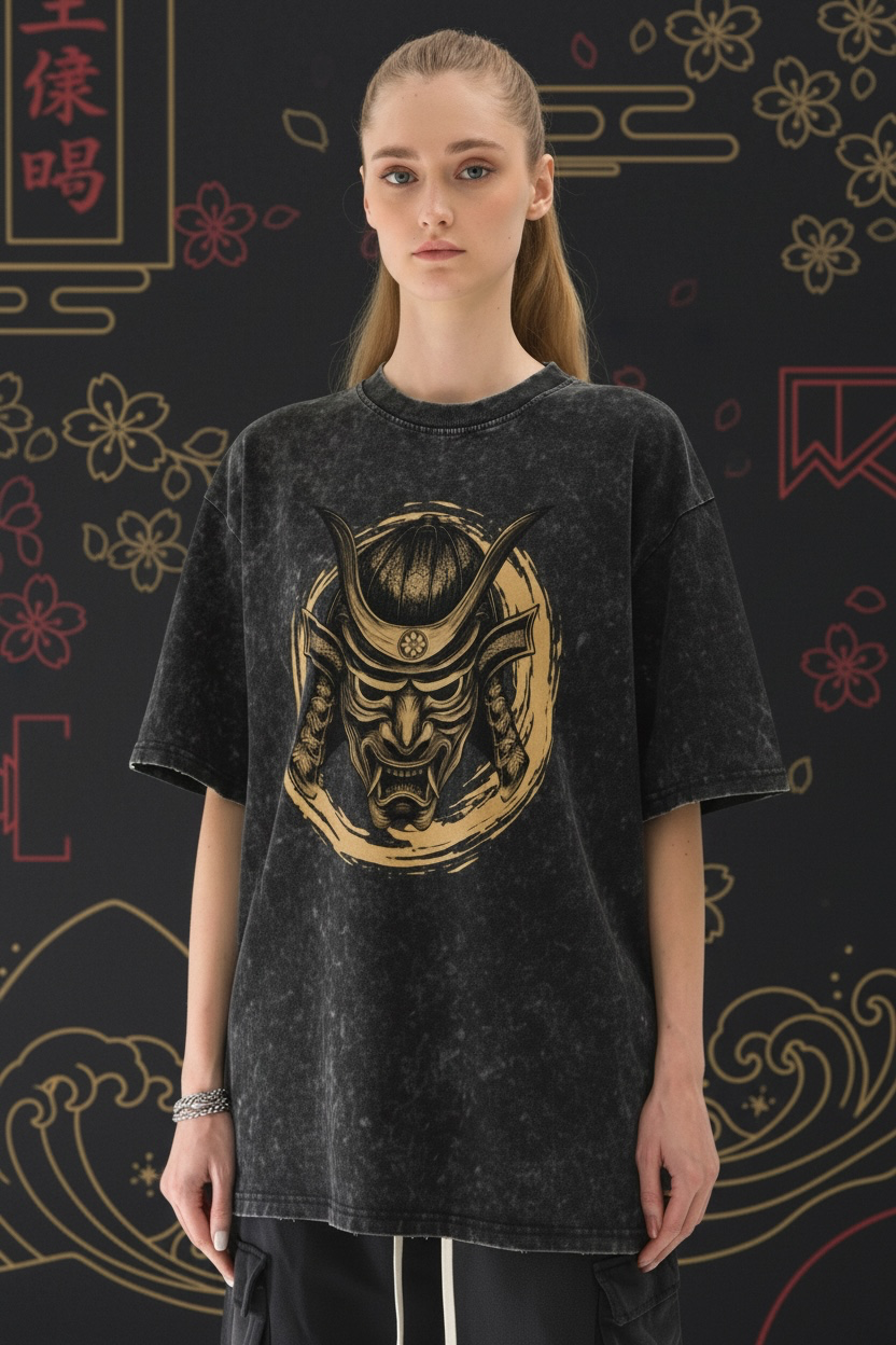 Oni Mask Unisex T-Shirt | Gold Metallic Print