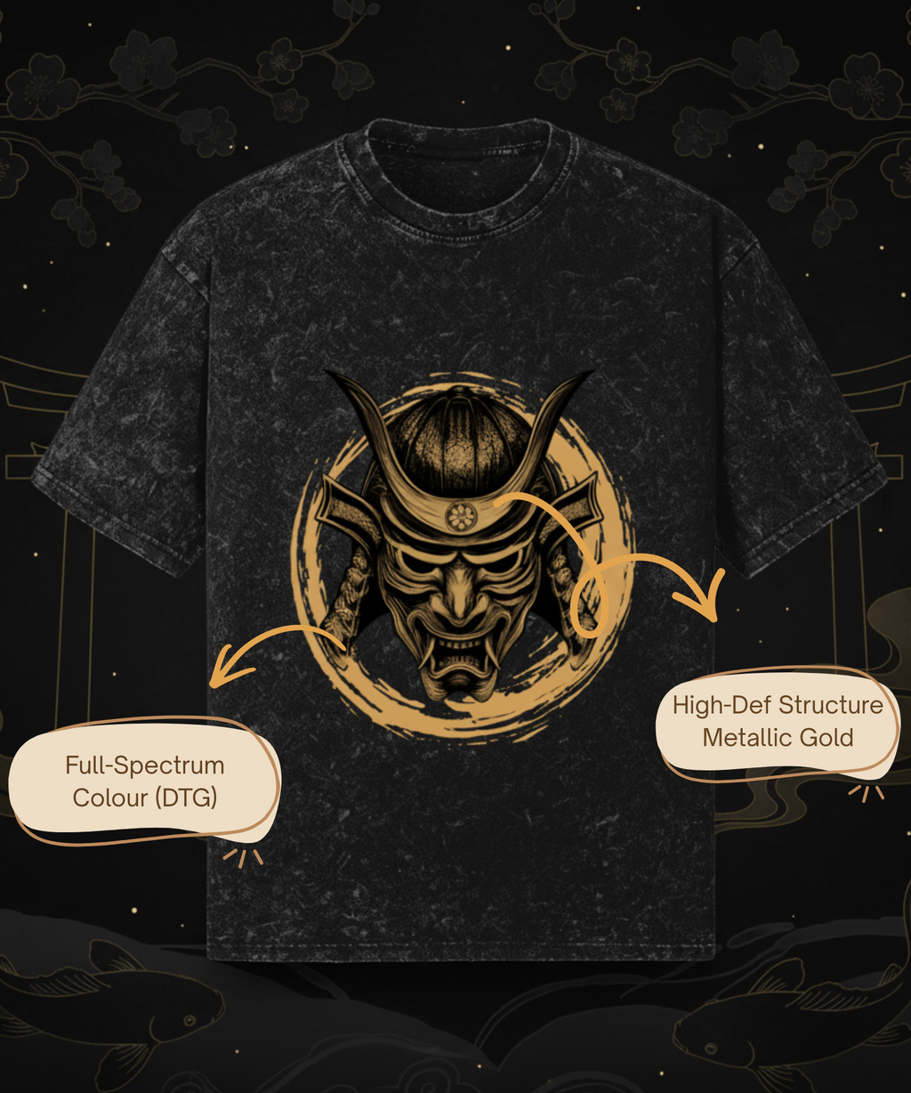 Oni Mask Unisex T-Shirt | Gold Metallic Print
