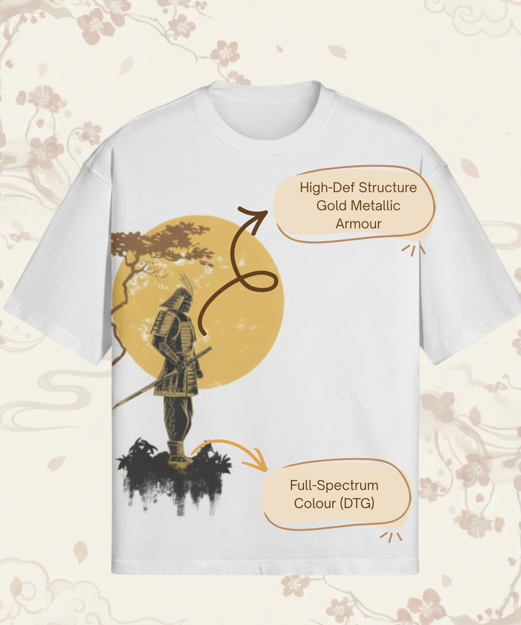 Samurai Armour Unisex T-Shirt | Gold Metallic Print