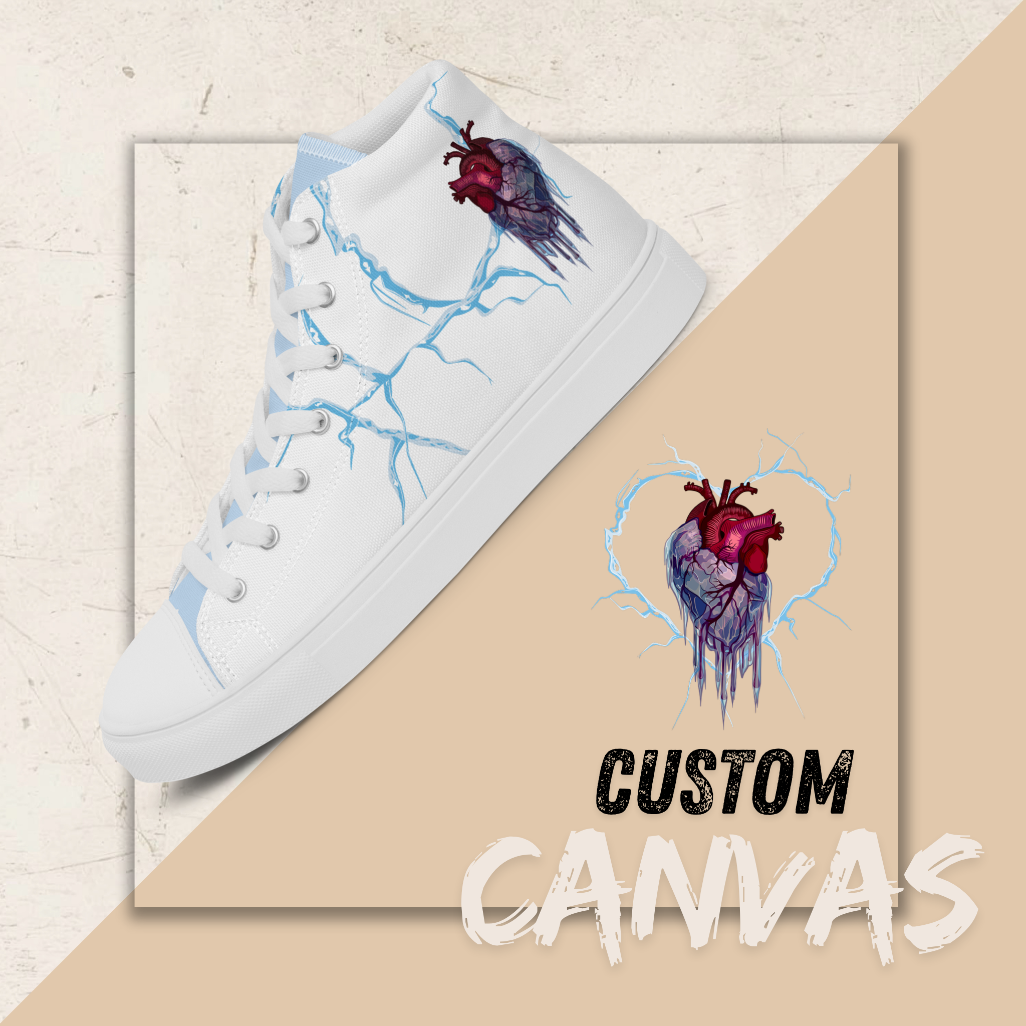 Women's High Top Canvas Shoes | Ink & Fable Apparel | Frozen Heart