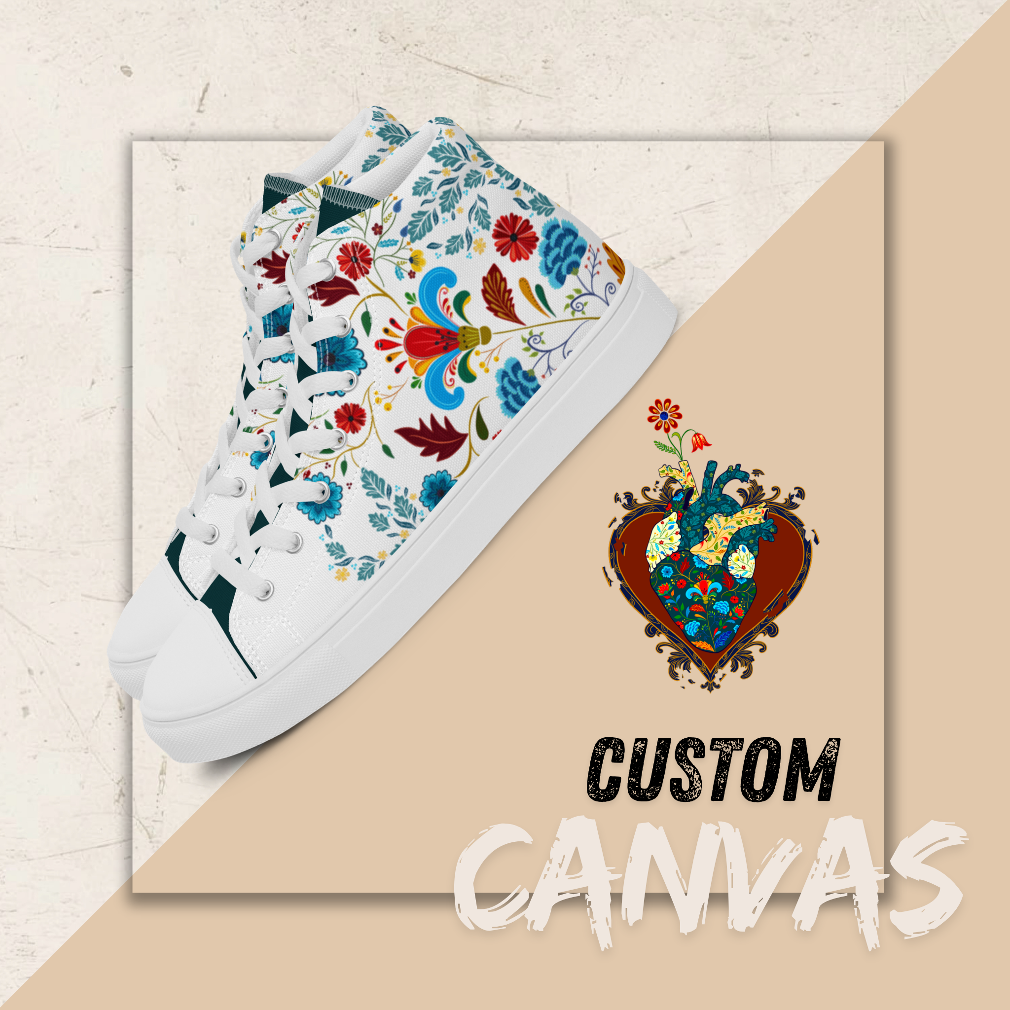 Men's High Top Canvas Shoes | Ink & Fable Apparel | Cracks Beneath Beauty