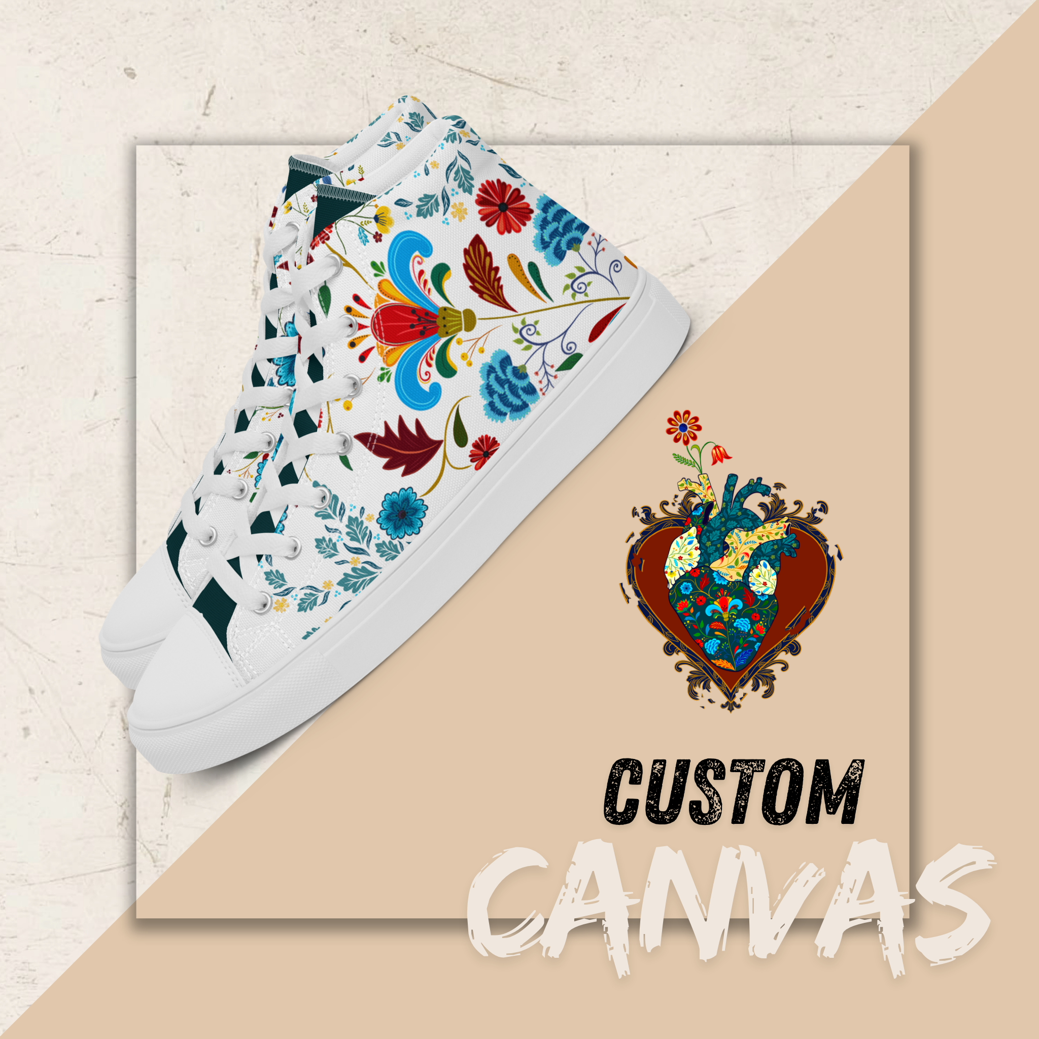 Women's High Top Canvas Shoes | Ink & Fable Apparel  | Cracks Beneath Beauty