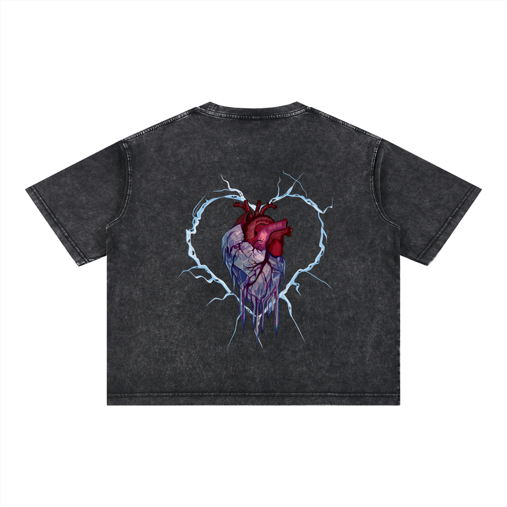 Frozen Heart Mineral Wash Boxy Cotton T-Shirt