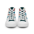 Men’s high top canvas shoes with lace-up front and padded collar, breathable lining, and EVA rubber outsole