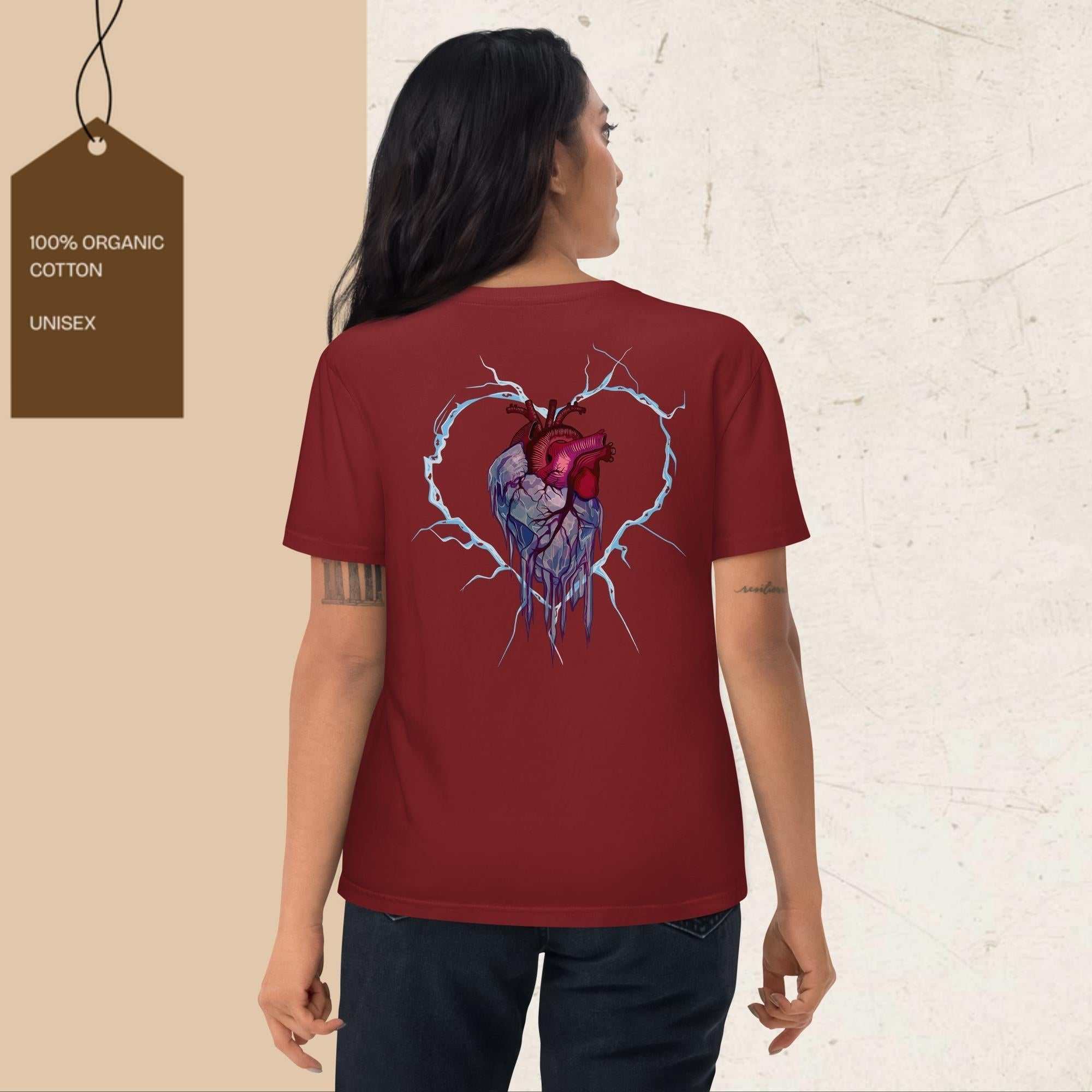 Frozen Heart graphic t-shirt made from 100% organic cotton with artistic heart design